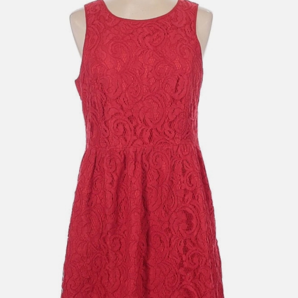 NWT Kensie Paisley Lace Sleeveless Backed Zipper Dress in Rouge Red Size XL - Picture 5 of 16